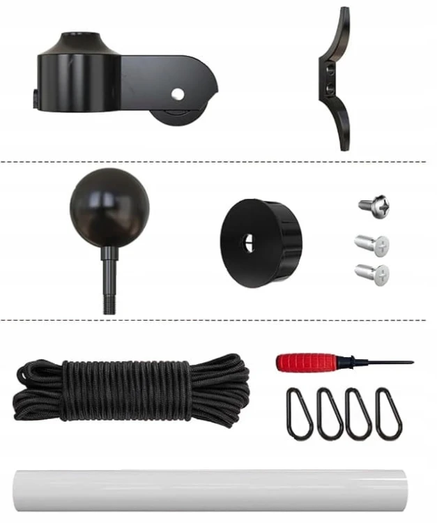 Maszt Flagowy Aluminiowy 1.8 Czarny PREMIUM 6.2m + Duża Flaga Polski 150x90