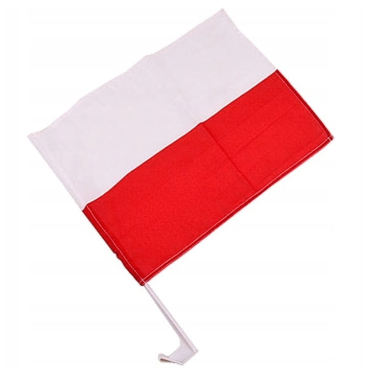 FLAGA POLSKI NA SAMOCHÓD 45 X 30 CM z mocowaniem na szybę