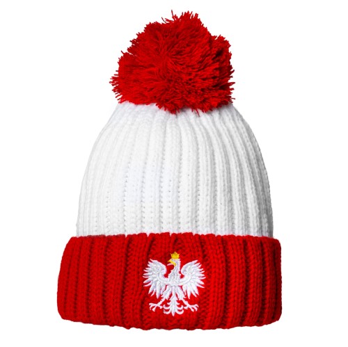 ZIMOWA CZAPKA KIBICA Z POMPONEM