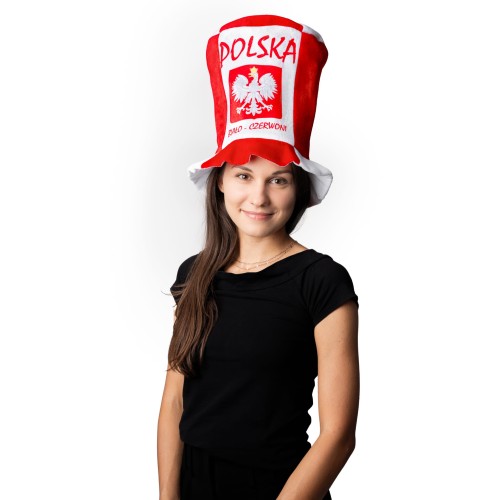 Czapka Kibica Polski CYLINDER Reprezentacji Polski Biało Czerwony POLSKA