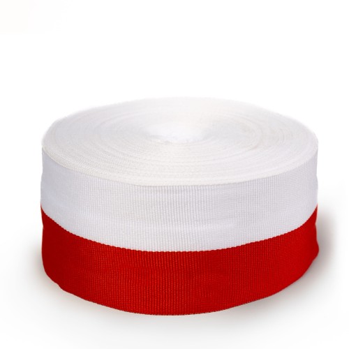 Wstążka Tasiemka Taśma Wstęga Szarfa  Biało Czerwona  50mm/22mb