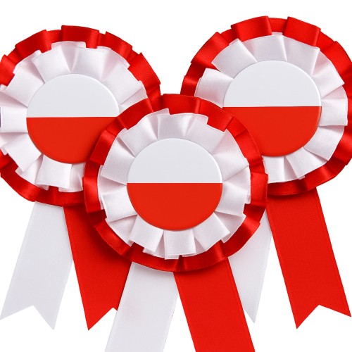 Kotylion Biało-Czerwony Polska Rozeta  Patriotyczna Przypinka