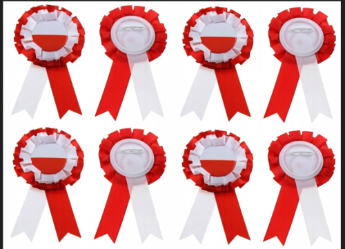 Kotylion Biało-Czerwony Polska Rozeta  Patriotyczna Przypinka