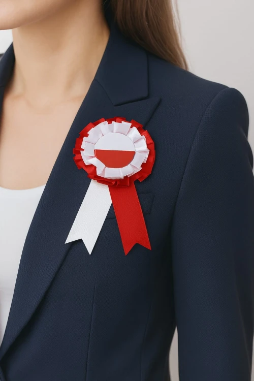 Kotylion Biało-Czerwony Polska Rozeta  Patriotyczna Przypinka