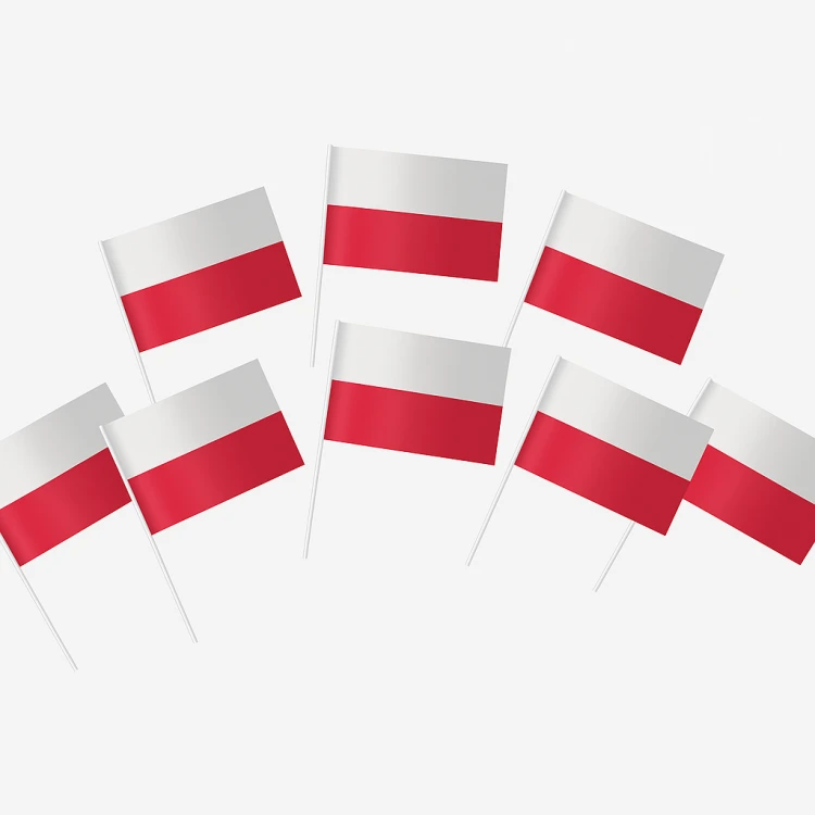 CHORĄGIEWKA FLAGA POLSKA 21x14CM MATERIAŁOWA POLSKI NARODOWA  10 sztuk